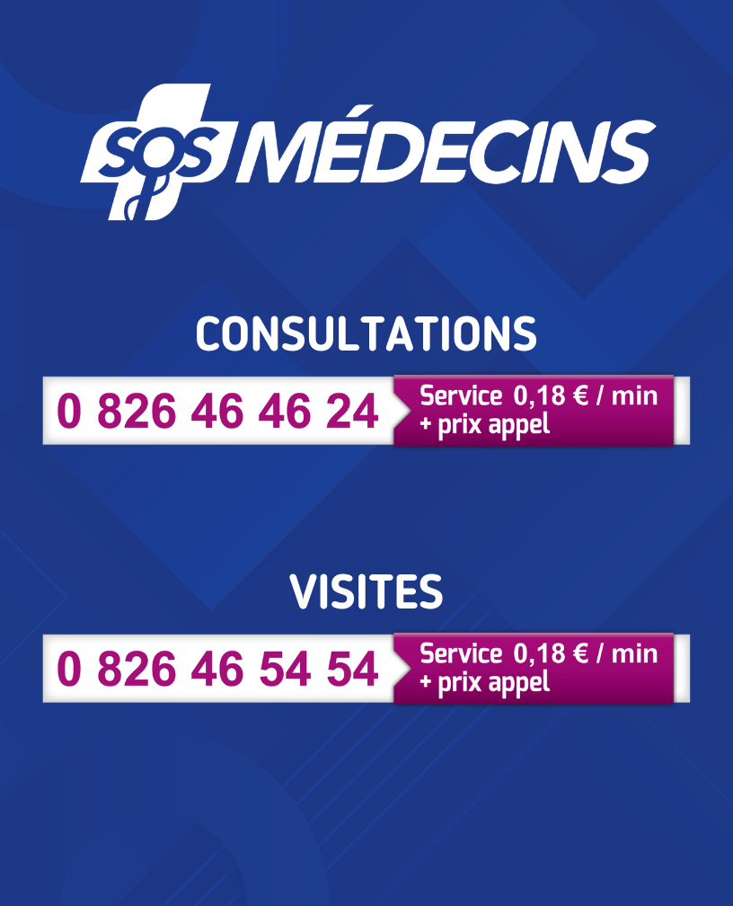 Consultations 0 826 46 46 24. Visites 0 826 46 54 54. Service 0,18 € / min + prix d'un appel.